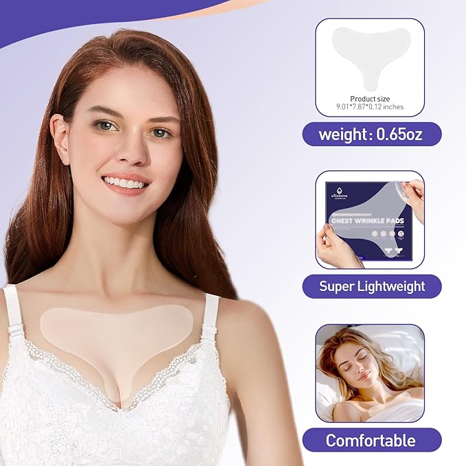 Silicone Chest Wrinkle Patches Reusable, Chest Pads for wrinkles Overnight, Safe Anti Wrinkle, Wrinkle Reducing Patche, 2 Patches
