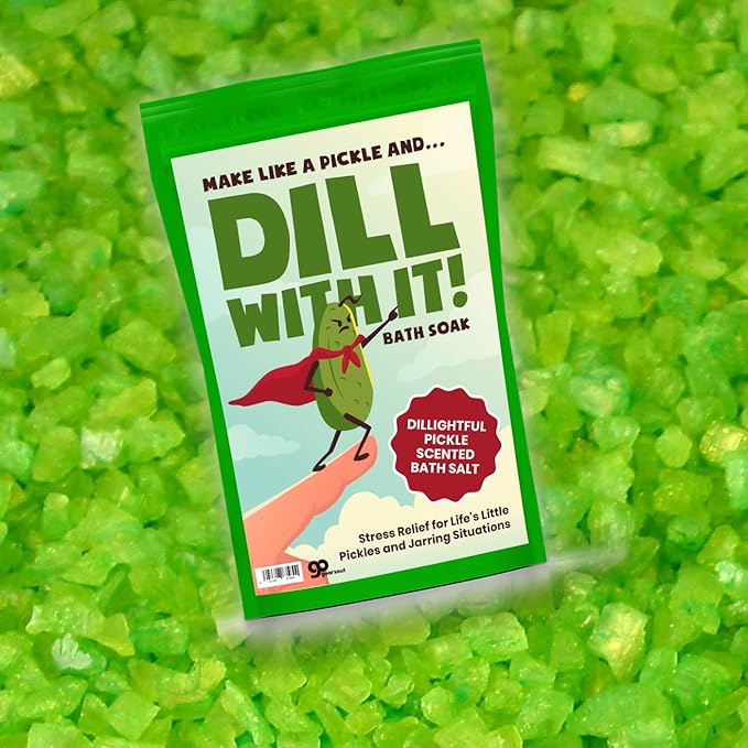 Dill with It Pickle Bath Soak - Premium Dill Pickle Scented Bath Salts for Teens - Weird Spa Gift for Pickle Lovers, Funny Stocking Stuffers, Grab Bags, and Gift Baskets