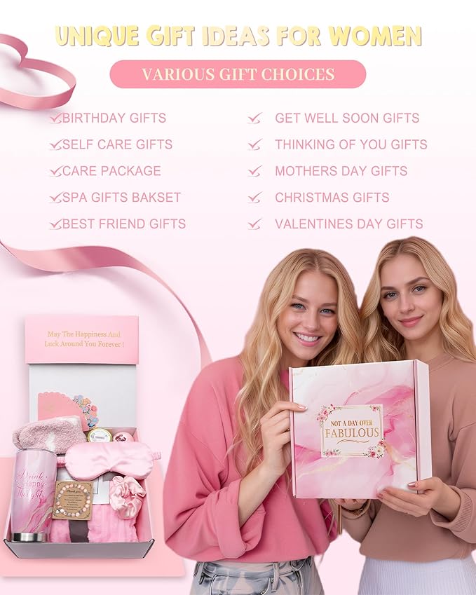 Gift Basket for Mom Birthday With Blanket, Gifts for Mom From Daughter Unique Birthday Gifts Self Care Package SPA Set, Best Gifts for Mom Birthday Relaxation Kit for Mom Thank You Gifts