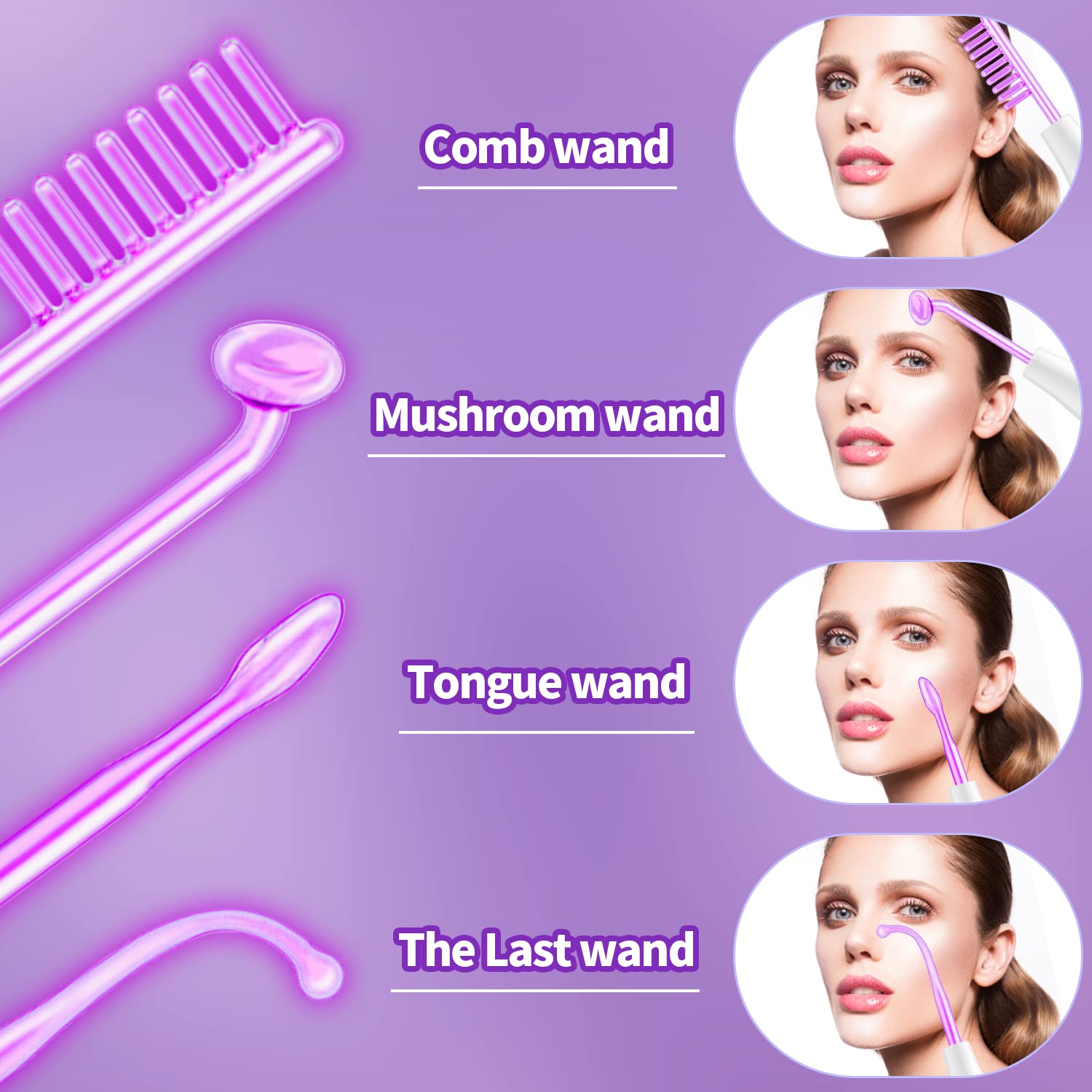 High Frequency Facial Wand-UUPAS Portable Handheld High Frequency Facial Machine Skin Facial Wand with 4 Violet Tubes