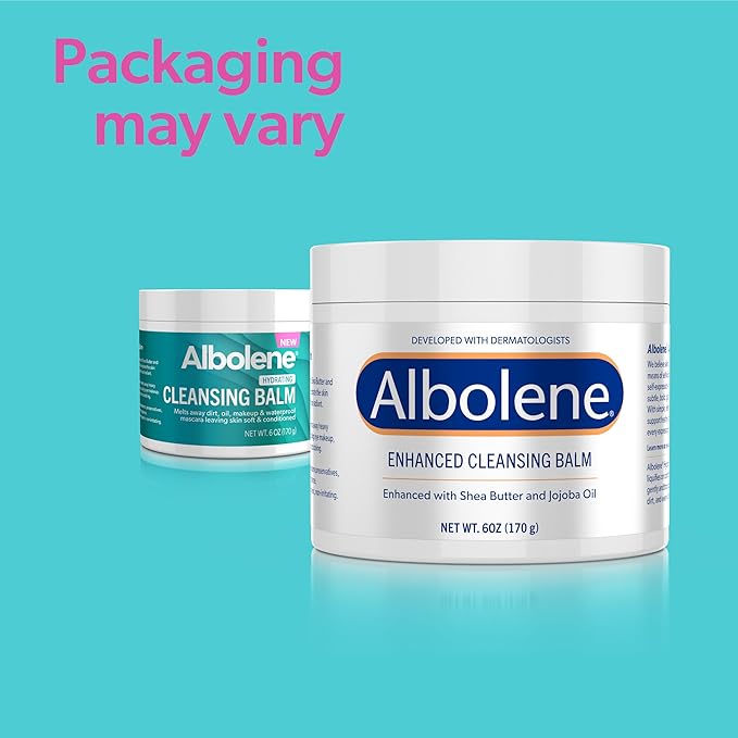 Albolene Cleansing Balm, Hydrating Makeup Remover and Face Wash with Shea Butter and Jojoba Oil, 6 fl oz, Packaging May Vary (Pack of 2)