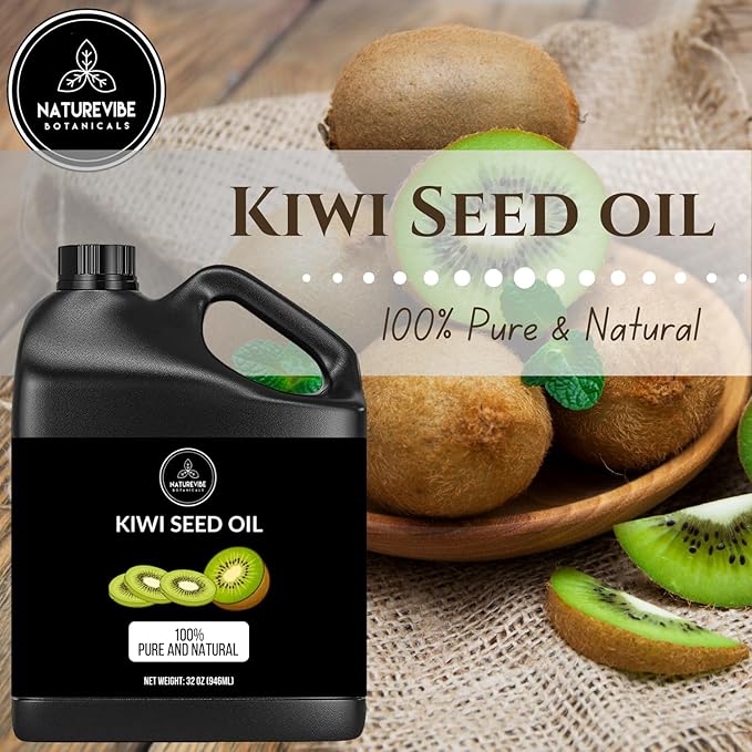 Naturevibe Botanicals Kiwi Oil 32 Ounces | 100% Pure and Natural | Great for Skin Care and Hair Care