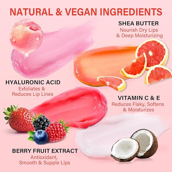 Lip Sleeping Mask Set, Overnight Lip Balm Treatment with Vitamin C and Hyaluronic Acid for Dry, Flaky Lips Nourishes, Moisturizes and Hydrates, Lip Mask Lip Care, Lip Butter Gift for Women