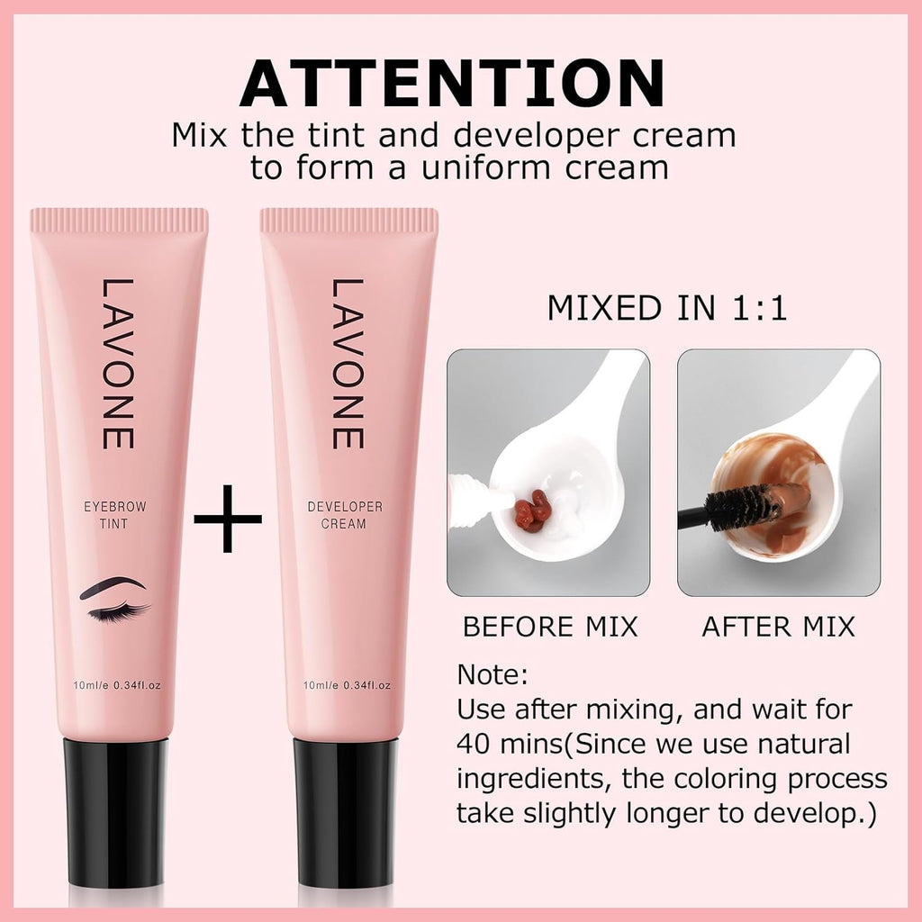 Eyebrow Color Kit with Brow Color & Eyebrow Pencil, 2-in-1 Natural Effects Eyebrow Makeup Set, Easy & Safe to Use 10ml - Soft Brown