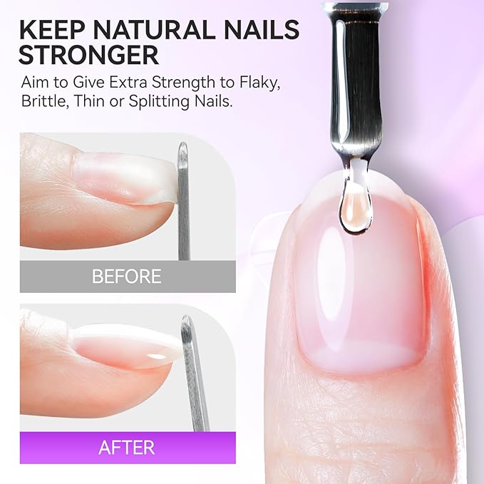 Gelike EC Pro Nail Glue & Strengthener: 6-in-1 Nail Adhesive for Repair - Strengthening & Protein Repair - Perfect for Home & Salon Use