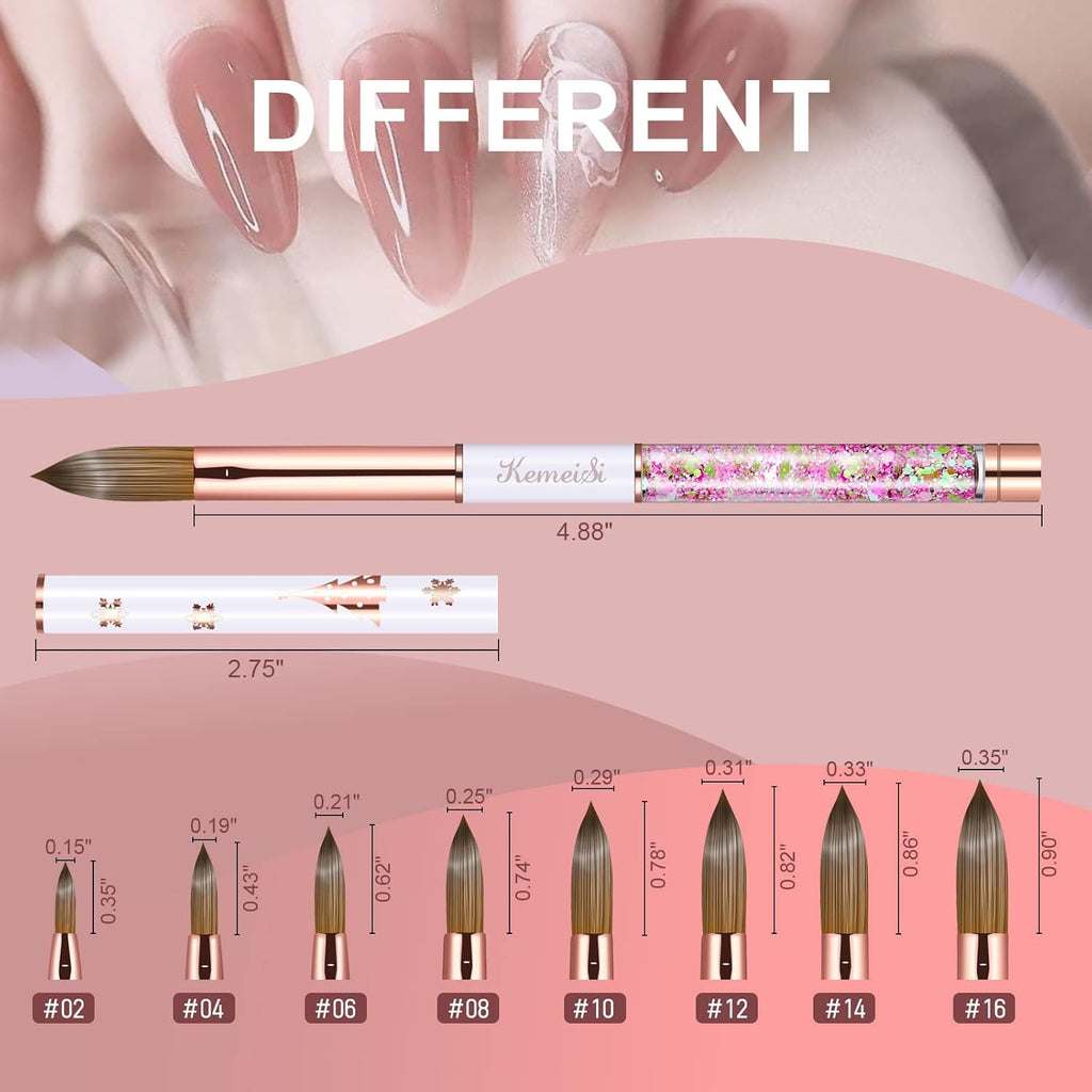 Acrylic Nail Brush Size 10,KEMEISI 100% Pure Kolinsky Nail Art Brushes Sturdy Handle Oval Shaped Acrylic Powder Nail Design Tools for Professional Manicure DIY Home Salon (White)