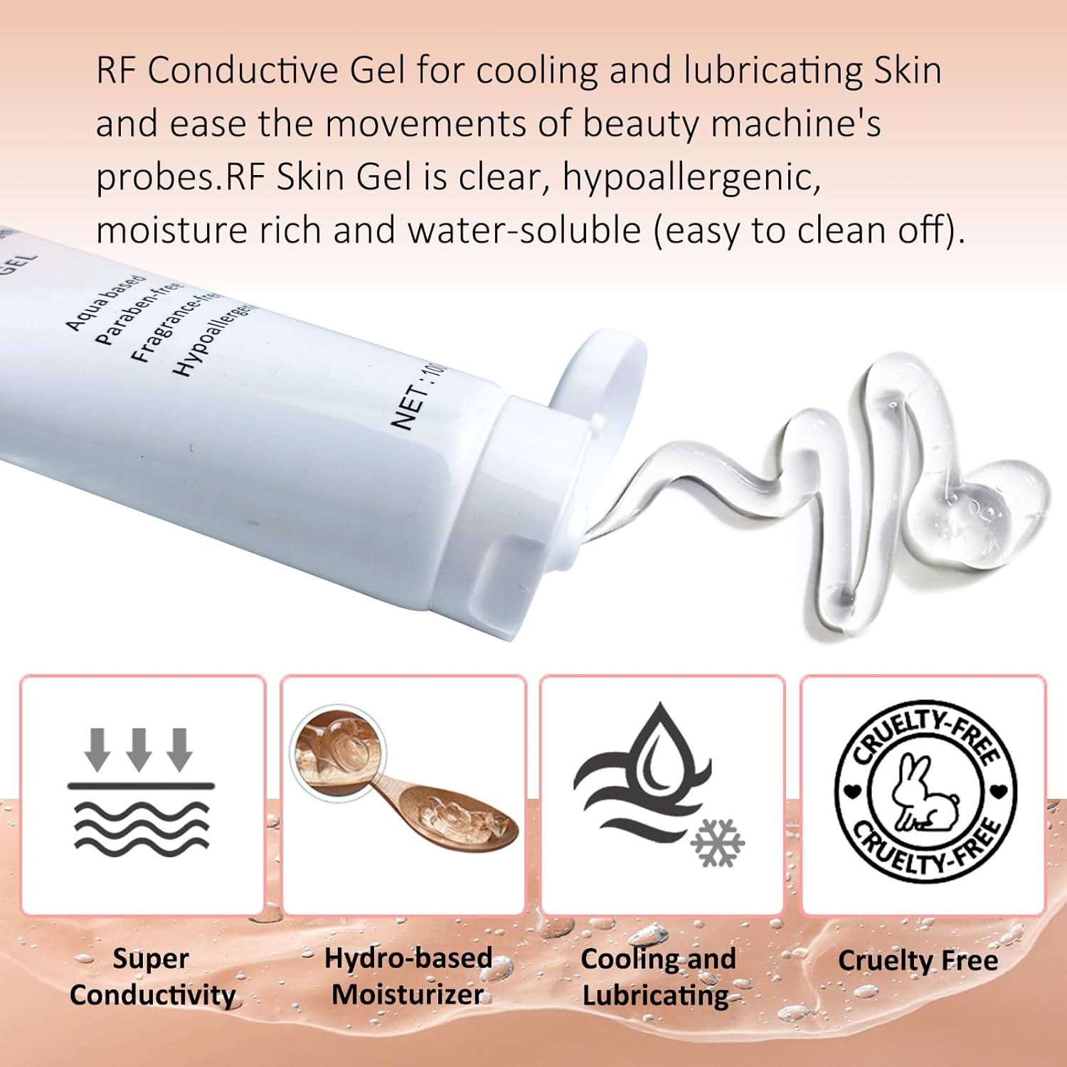 RF Gel 2 Pack-Conductive Gel for Facial Microcurrent, Skin Tightening Cream for Radio Frequency Machine, Paraben-free Skin Cooling Cream for IPL Hair Removals