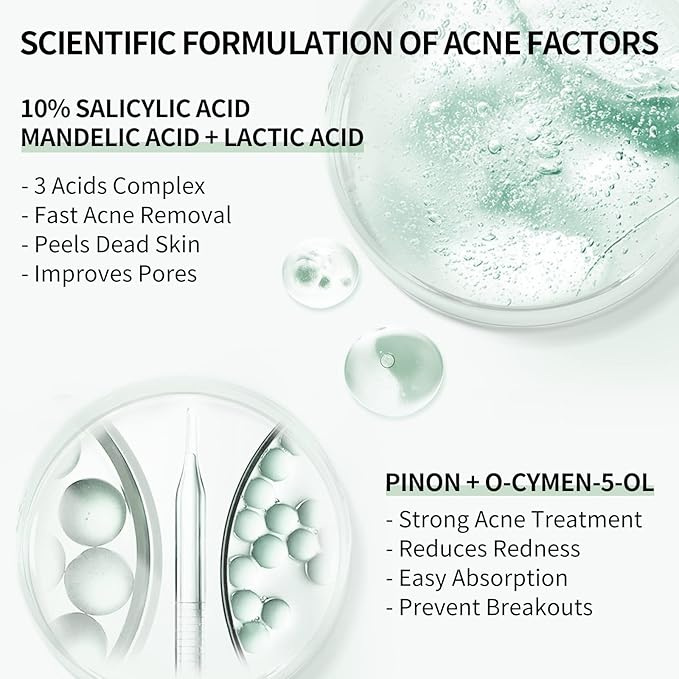 LANBENA 10% Salicylic Acid Serum, Acne Repair, Dead Skin Peels, Relieve Redness, Soothing Calming for Acne Prone Sensitive Facial Skin Care