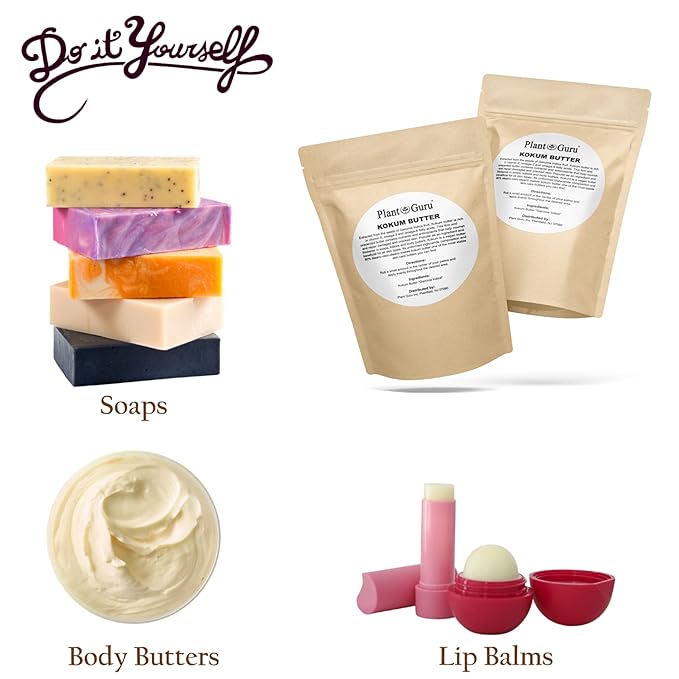 Raw Kokum Butter 2 lbs. Bar 100% Pure Natural - Great for Skin, Body and Hair Moisturizer, DIY Creams, Balms, Lotions and Soap Making.