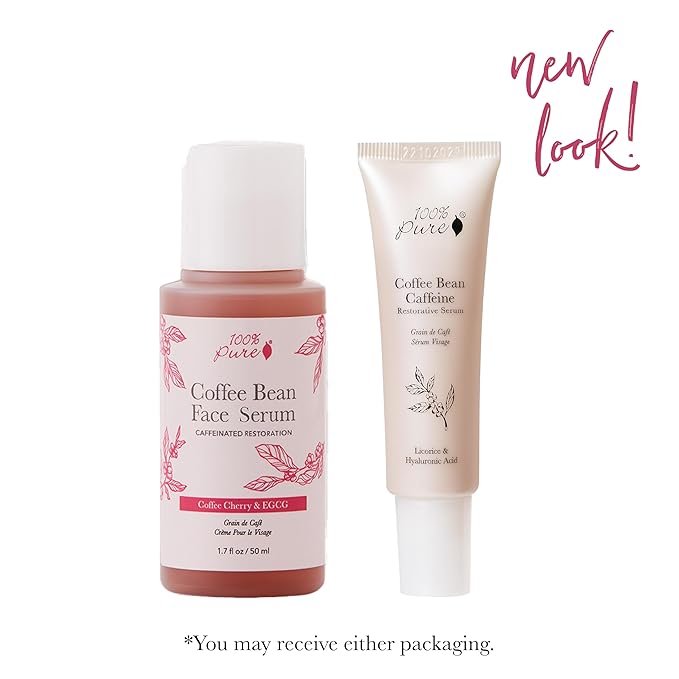 100% PURE Coffee Bean Face Serum EGCG, Licorice Root & Hyaluronic Acid Drops - Tighten, Brighten & Protect Daily Liquid Caffeine For Faded Skin - Ultimate Glow Skincare for Women & Men - 1.7 fl oz