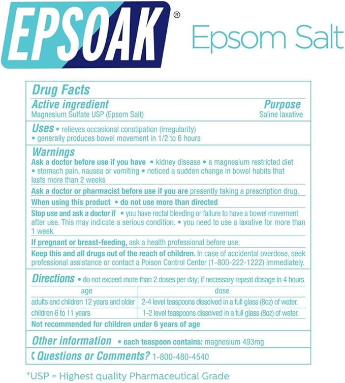 Epsoak Epsom Salt 10 lbs. (Qty. 2, 5 lb. Bags) Magnesium Sulfate USP