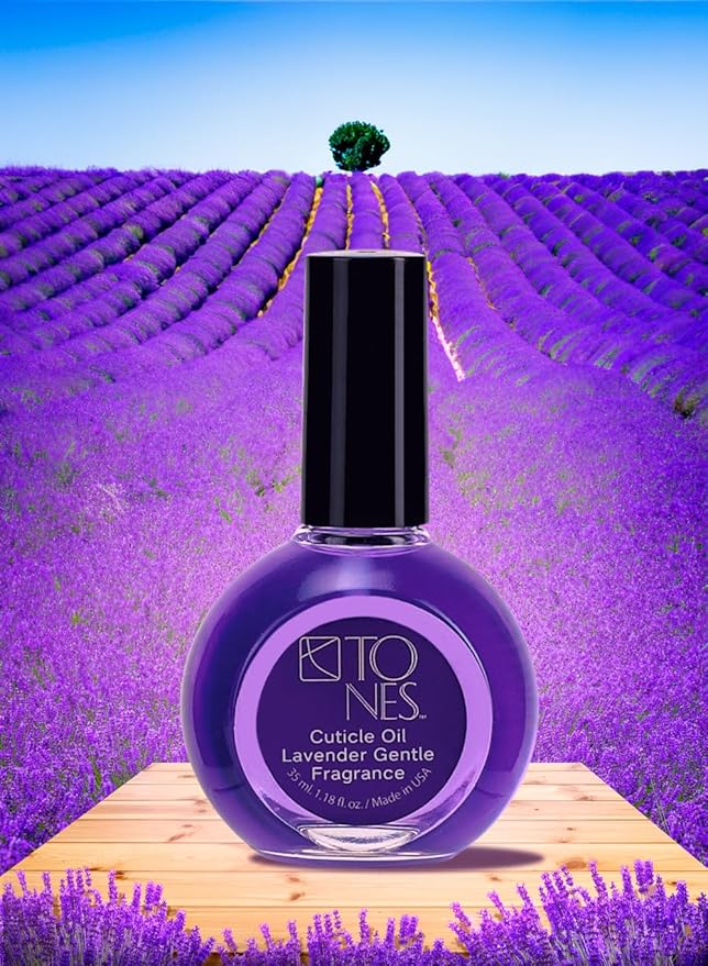 TONES Cuticle Oil - Premium, Skin Conditioning Nail Oil - Hydrates and Repairs Dry, Cracked Cuticles - Cruelty Free, 7-Free Nail Supplies - Made In The USA (1.18 Fl Oz, Lavender)
