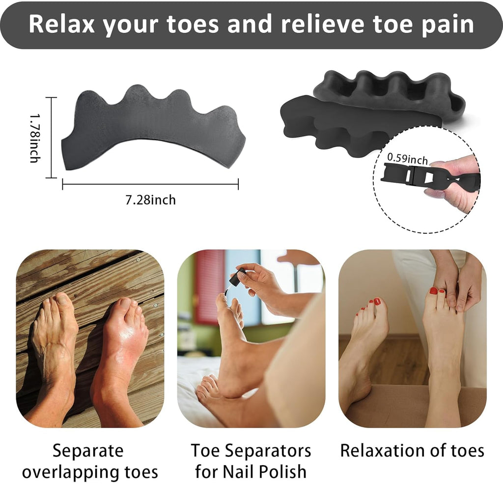 SUNFATT Toe Spacers for Men ang Women,Toe Separators for Women,Relieves Overlapping Toes,Bunions Corrector and Hammer Toe Pain,Gel Toe Spreader Separates and Relaxes Toes.2 Pcs