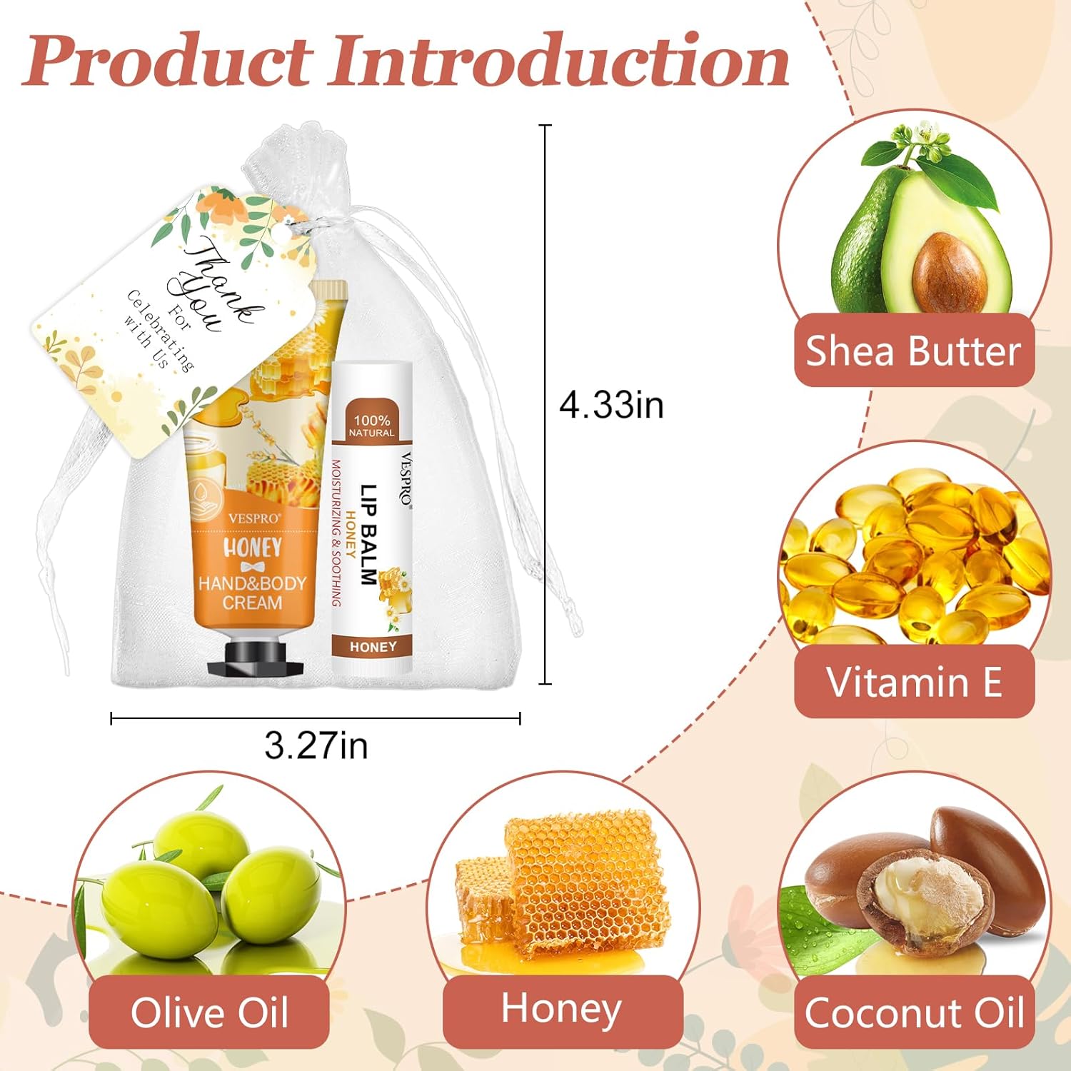 30 Sets Bulk Hand Lotion and Bulk Lip Balm Gifts, Bridal Shower Favors, Bridesmaid Gifts and Wedding Favors for Guests with Thank You Card and Organza Bags, Employee Appreciation Gifts, Birthday Gifts