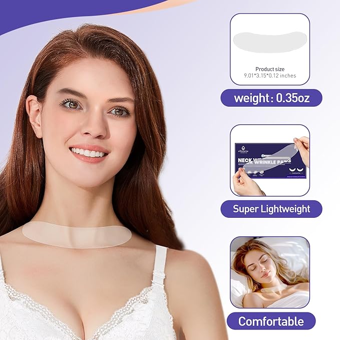 Neck Silicone Wrinkle Patches Reusable for Wrinkles Treatment, Anti Aging Wrinkle Pads Overnight, 2 Patches