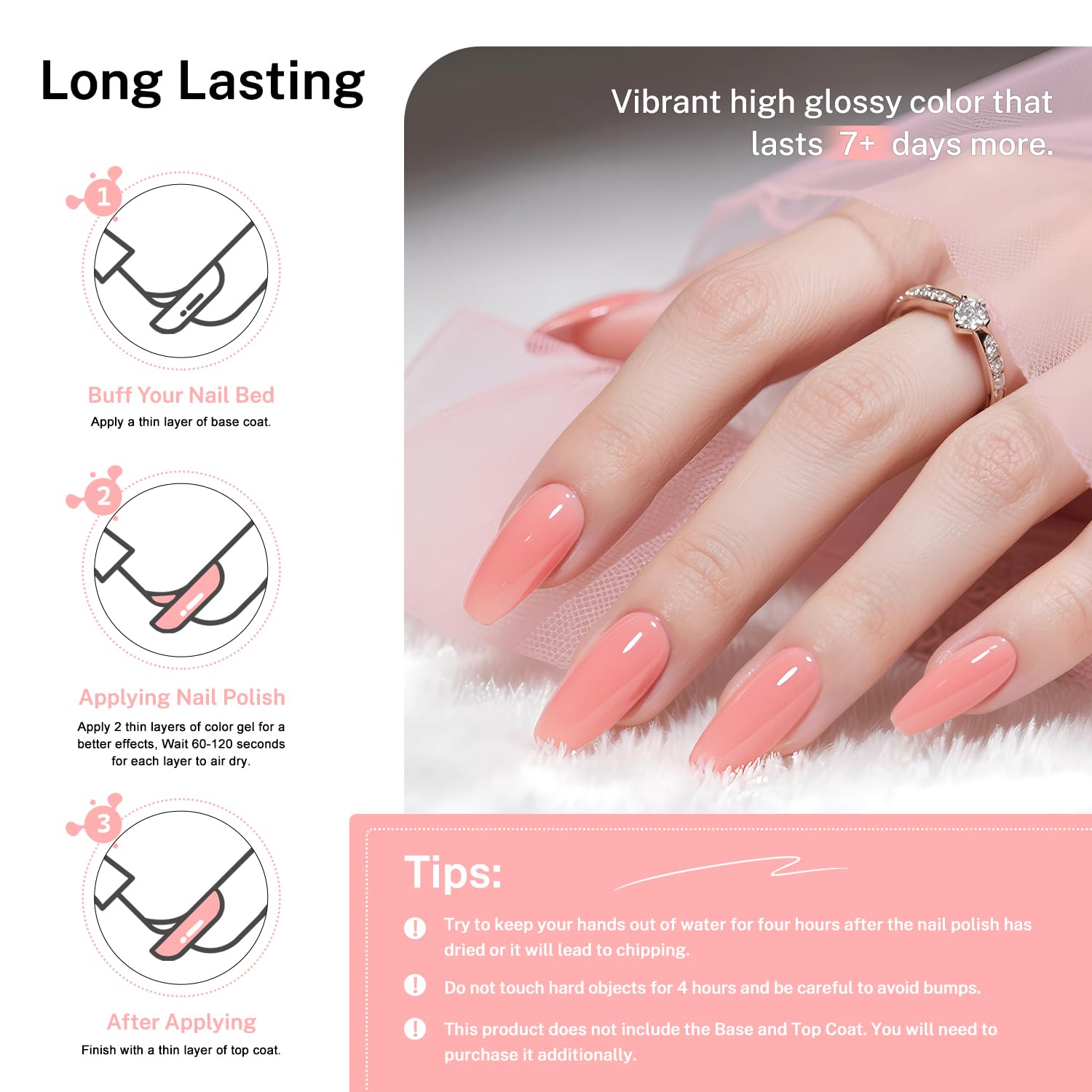 16.5ml Soft Pink Nail Polish Large Volume Quick Dry Nail Polish, Long Lasting Shine, Fingernail Toenail Nail Art DIY Home Travel Nail Art Gift