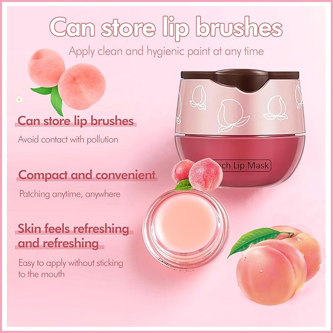 4 PCS Bee Lip Balm Lip Mask Honey Pot, Coconut Honey Peach Mint Moisturizing Sleeping Lip Mask Overnight with Sticks, Lip Balm Exfoliating Prevention Dry and Crack Lip Scrubs