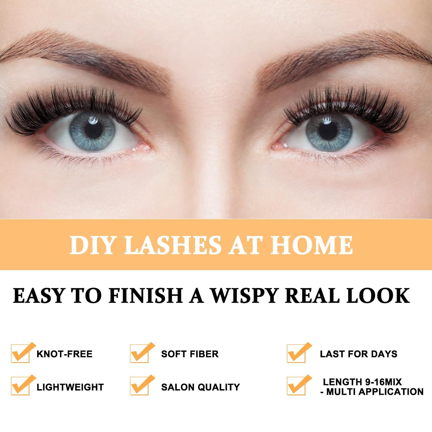 B&Q Lash Clusters 280PCS Eyelash Clusters, 40 50 C 9-16MIX Individual Lash Comfortable Eyelash Extension, Classic Look Pestañas Postizas (4050D-C)