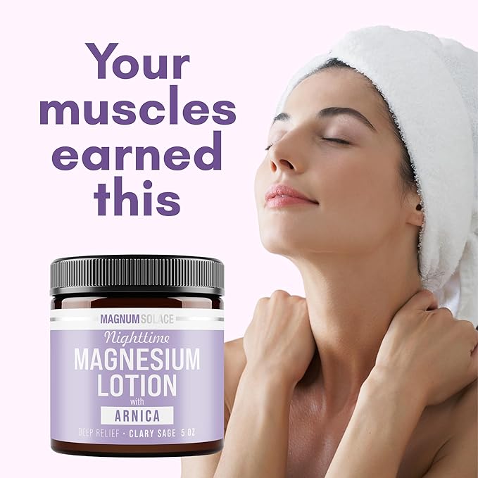 Nighttime Magnesium Lotion with Arnica – Soothing Relief & Relaxation, Highly Concentrated Magnesium for Muscles & Joints – Apply to Legs or Feet Before Bed – Skin-Friendly