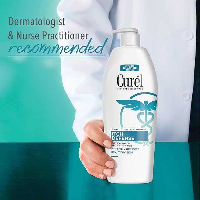 Curel Itch Defense Calming Body Lotion, Moisturizer for Dry, Itchy Skin, Body and Hand Lotion, with Advanced Ceramide Complex, Pro-Vitamin B5, Shea Butter, 13 Oz, Pack of 3