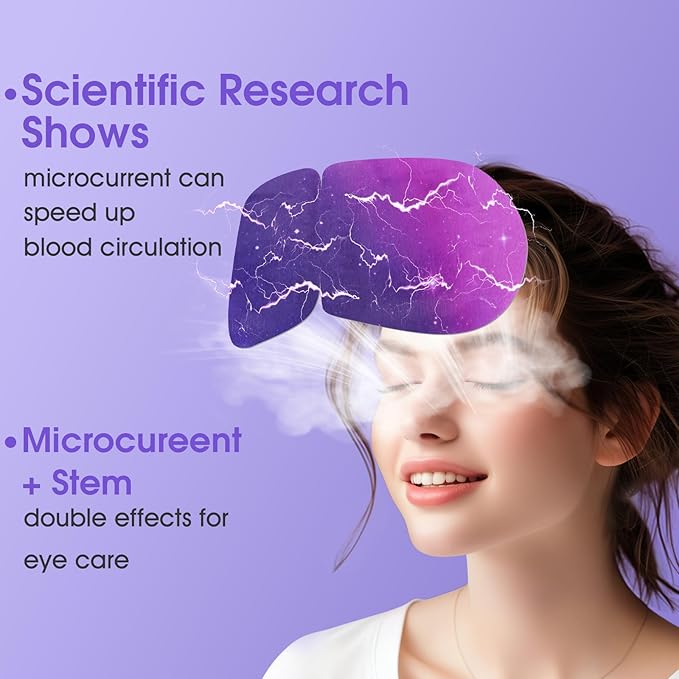 7Packs Microcurrent Heated Eye Mask for Dry Eye, Stree Relief Sleep Steam Eye Masks Disposable Self Heating for Warm Compress Dark Circles Puffiness Fatigue Travel Essentials Gift for Women Men