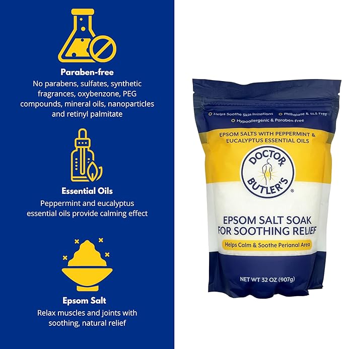 Doctor Butler’s Epsom Salt Soak – Sitz Bath Salts for Hemorrhoids Relief for Men and Women, Soothes and Provides Natural Relief Associated with Hemorrhoids (32 oz)