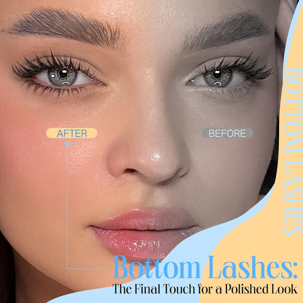 Bottom Eyelash Clusters Lower Lashes Natural Manga Individual Lashes 4-7MM Short Lash Extension Bottom Lash Clusters CC-Curly DIY at Home Easy Application by Newcally