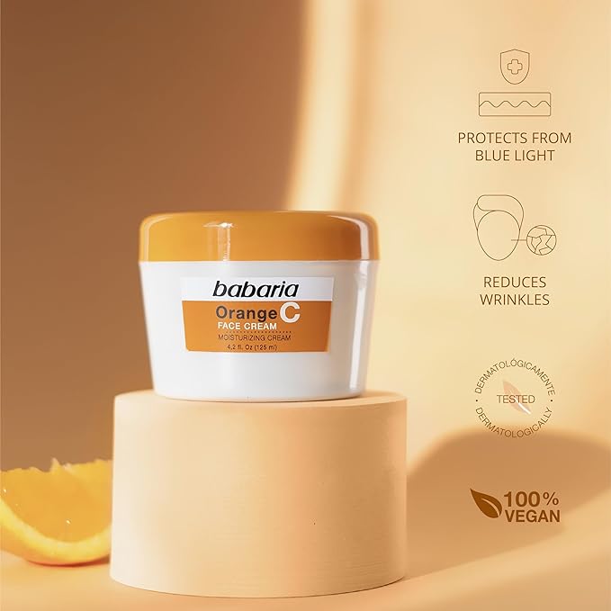 Babaria Vitamin C Face Cream - Brightens Complexion - Improves Elasticity with High Moisturizing Formula - Fades Sun Spots and Discoloration - Protects Against Airborne Pollutants - 4.2 oz