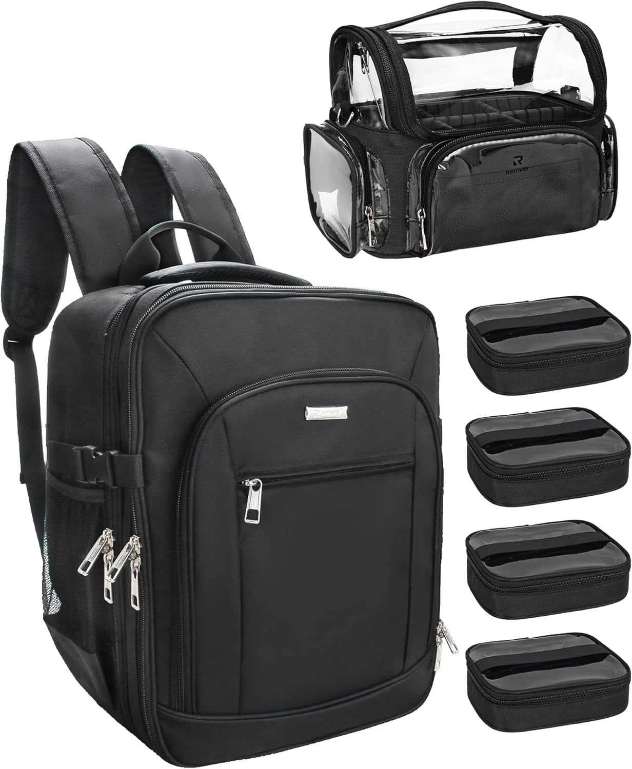 Makeup Backpack Extra Large Cosmetic Bags Professional Makeup Artist Bag Travel Train Case Storage Organizer Double-Layer Cosmetic Case with 4 Pouch and Brush Organizer