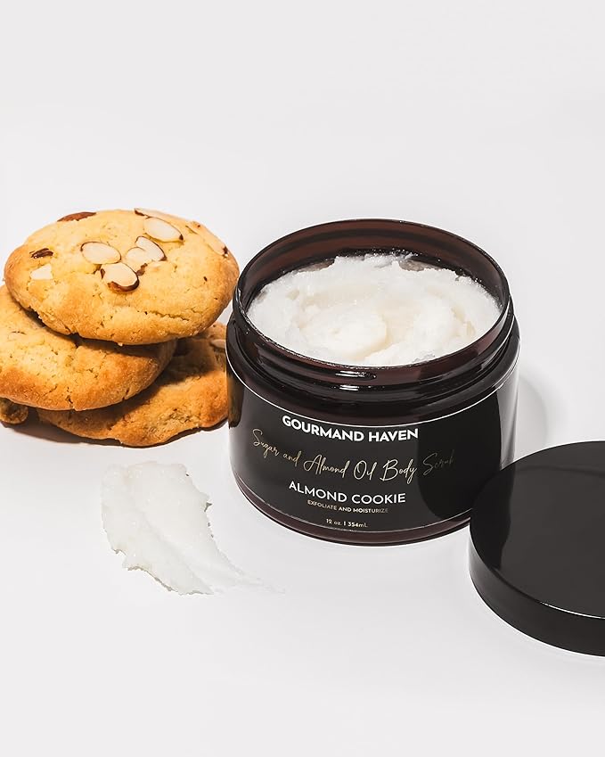 Sugar and Almond Oil Body Scrub - Gentle Moisturizing Body Exfoliation - Made with Coconut, Almond, and Jojoba Oils and Shea Butter