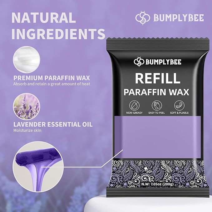 Paraffin Wax Kit - 10 Packs Lavender Paraffin Wax Refills with Silicone Brush - Paraffin Wax for Hand and Feet Refill, Paraffin Wax for Hands, Skin Moisturizing, Non-Greasy, Easy-Peeling