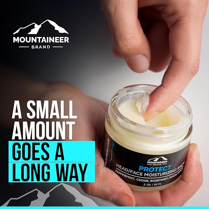 Mountaineer Brand All Natural Moisturizer and After Shave Balm for Men | Bald Head Care | Non-Greasy Scalp and Face Lotion | Refresing Natural Scent | Made in USA | 2oz