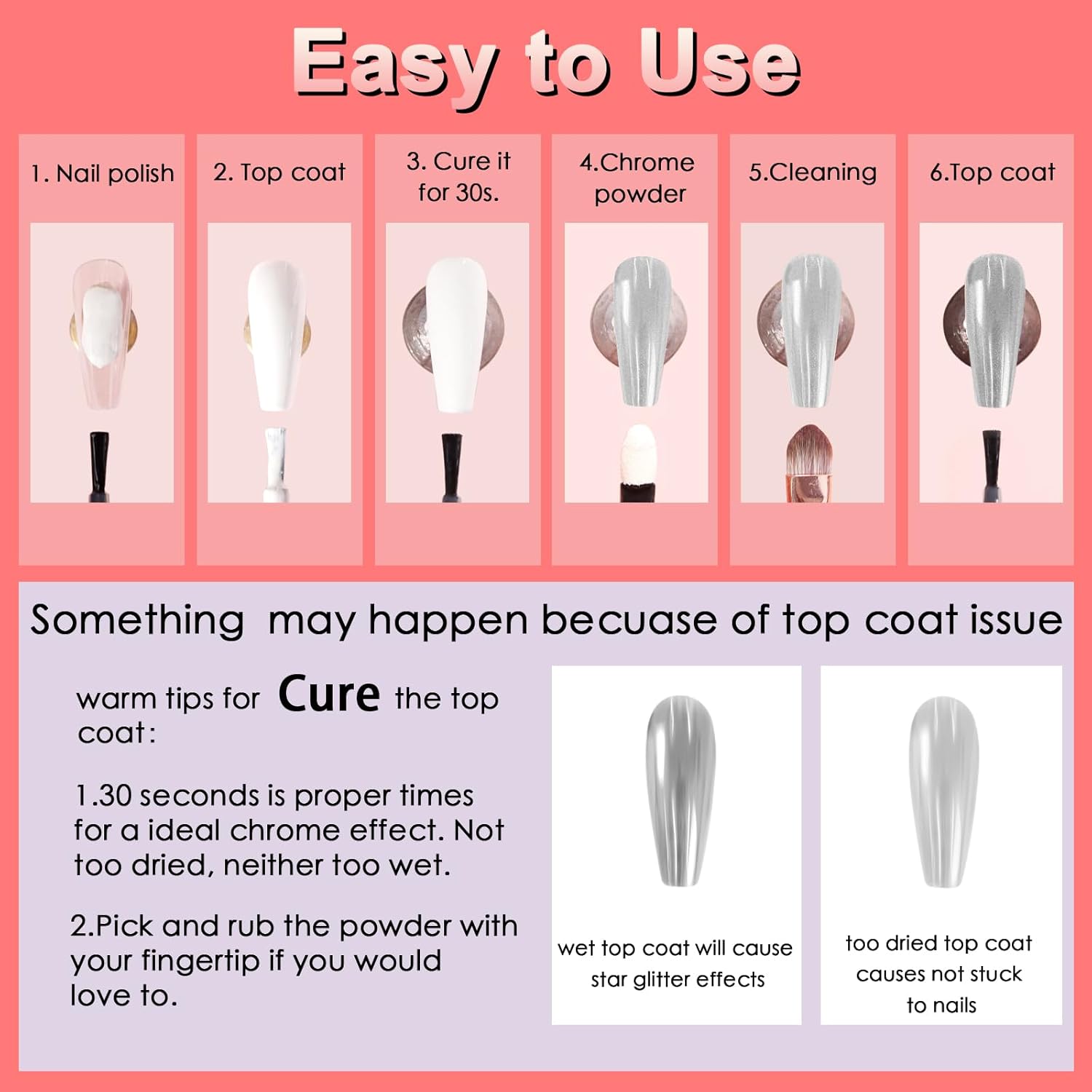 Allstarry Chrome Nail Powder 4 Colors Metallic Mirror Effect Powder Manicure Chrome Pigment Magic Glitter Dust Kit for Gel Polish Nail Art Decoration with 4 Sponge Sticks - Ruby Sapphire Series