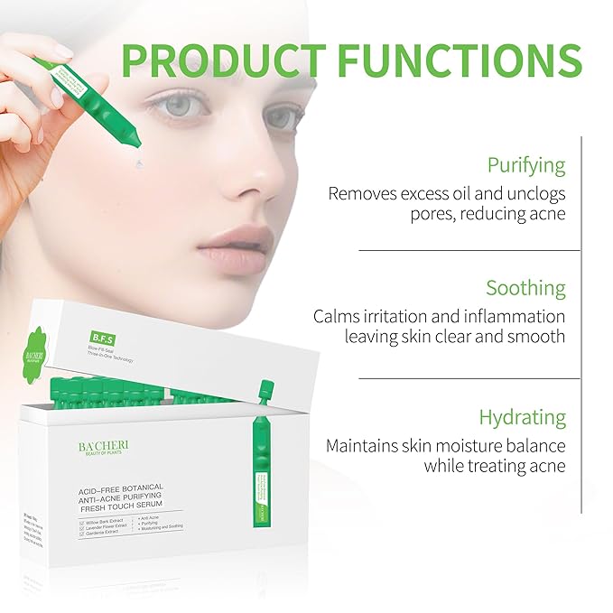 Acid-Free Botanical Anti-Acne Serum, Soothing Hydrates And Promotes Skin Healing Calms irritation and inflammation With Willow Bark, Lavender, Gardenia Extracts