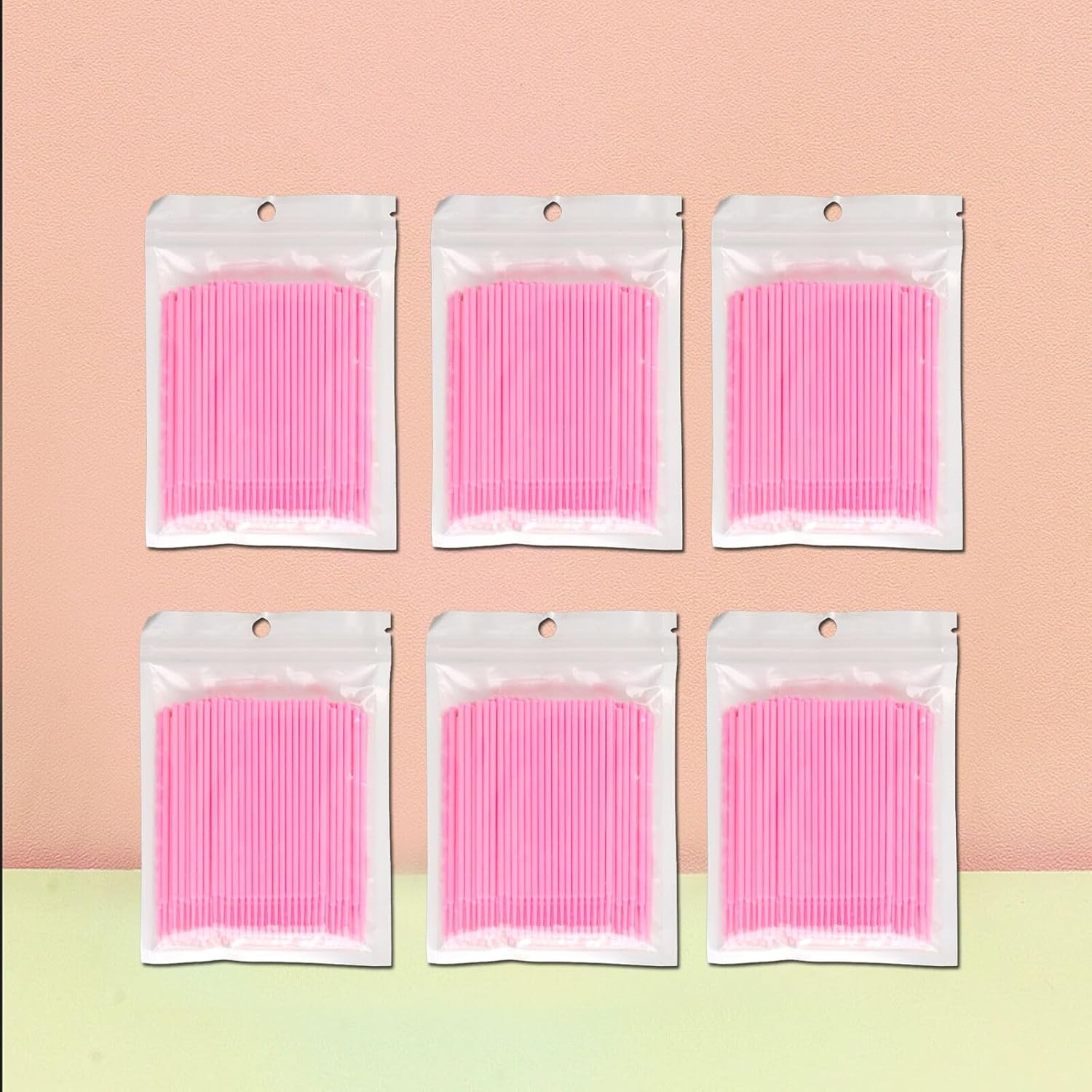 1200PCS Microswabs for Eyelash Extensions，Micro Applicators Brush for Cleaning and Applying Make-up Pink (Head Diameter: 2.0mm)