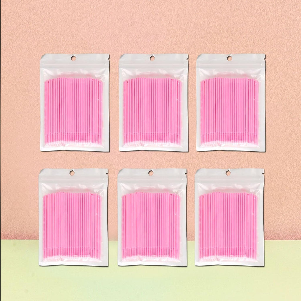 2100PCS Microswabs for Eyelash Extensions，Micro Applicators Brush for Cleaning and Applying Make-up Pink (Head Diameter: 2.0mm)