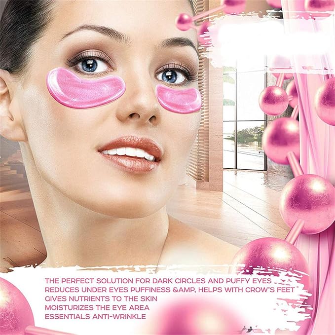 Under Eye Patches - 30 Pairs Collagen Eye Mask Eye Patches for Puffy Eyes and Dark Circles, Anti Aging Moisturizing Gel Eye Pads Under Eye Mask, Pink