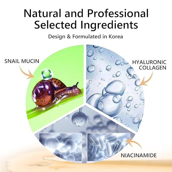 Snail Mucin Face Serum 97% rejuvenating benefits of Snail Mucin,deeply hydrates and moisturizes, Experience skin that adapts seamlessly to diverse climates.Improve dull skin and fine lines.