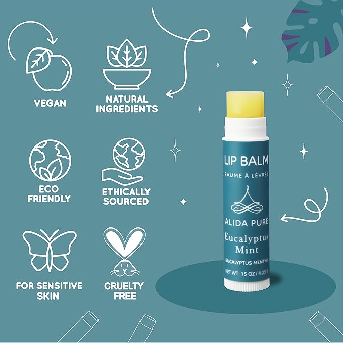 Fruit Mint Lip Balm Collection, Vegan Lip Balm Set, Bees Wax Free, Coconut Oil Free, Avocado Oil, Organic Jojoba Oil, Vitamin E, Natural Moisturizer For Dry Cracked Lips, 3 Tube Set