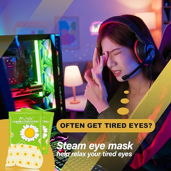 ProCIV FSA/HSA Eligible 16 Packs Steam Eye Masks for Dry Eyes Heating Eye Mask Warm Compress for Eyes Relief Stress, Eye Fatigue SPA Essential Self Heating Moist Sleep Mask