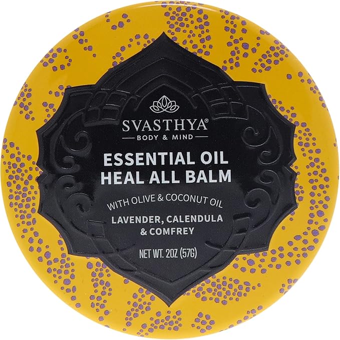 Svasthya Body & Mind Essential Oil Heal All Balm - Cracked, Dryness, Wound and Irritation Healing - Natural Ingredients Skincare Balm With Lavender Oil - Fast Recovery - Multipurpose Uses