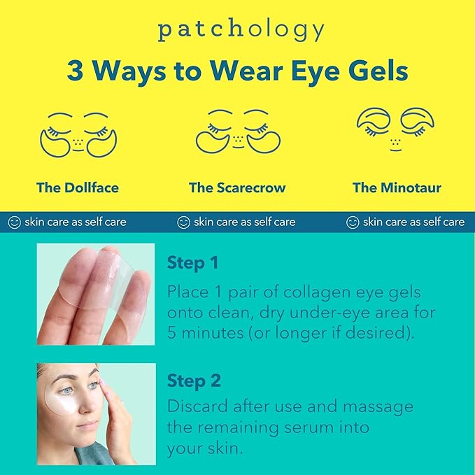 Patchology All Eyes On You Under Eye Mask - Retinol, Collagen & Green Tea Infused - Eye Gels for Dark Circles, Puffiness, & Wrinkles, Eye Patches for Night, Beauty Travel, Reduce Puffy Eyes (6 Pairs)