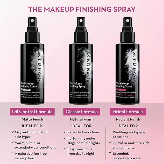 Skindinavia The Makeup Finishing Spray, Bridal Makeup Setting Spray, All-Day Wear, Long-Lasting Up to 16+ Hours, Heat-Resistant & Waterproof, Wedding Day, Bridal Shower Gift, 2.0 Oz