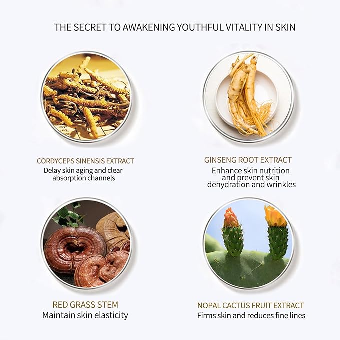 BLUE LOVE 3PCS Cordyceps Facial Essence Serum - Reduces Fine Lines & Wrinkles, Hydrating & Anti-Aging Formula with Natural Ingredients for All Skin Types