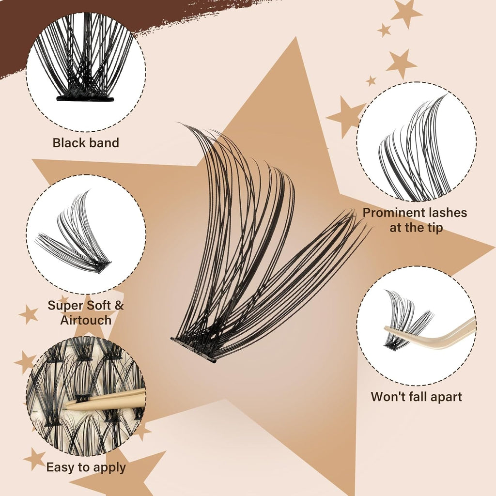 JMS&JMS DIY Lash Extension Kit 280PCS Lash Clusters Kit 30D+40D D Curl 9-16MIX Cluster Eyelash Extensions Kit with Lash Bond and Seal, Lash Remover, Lash Tweezers at Home