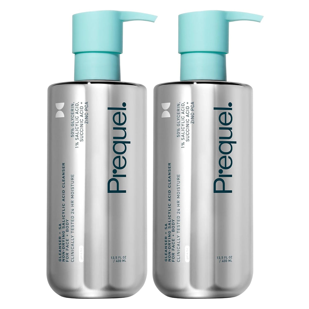 Skin Gleanser SA, Moisturizing Glycerin Face Wash,1% Salicylic Acid Face Cleanser, Unscented and Combination Skin Face Soap, 13.5 ounce (each) Pump Bottles - 6.75 fluid ounce (Pack of 2)