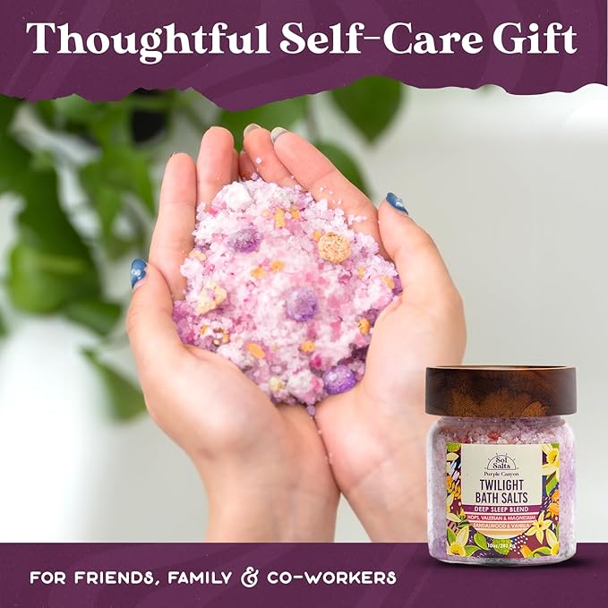 PURPLE CANYON SolSalts Twilight Deep Sleep Bath Salts 10oz | Magnesium-Infused Sandalwood & Vanilla Aromatherapy with Clay Crumbles