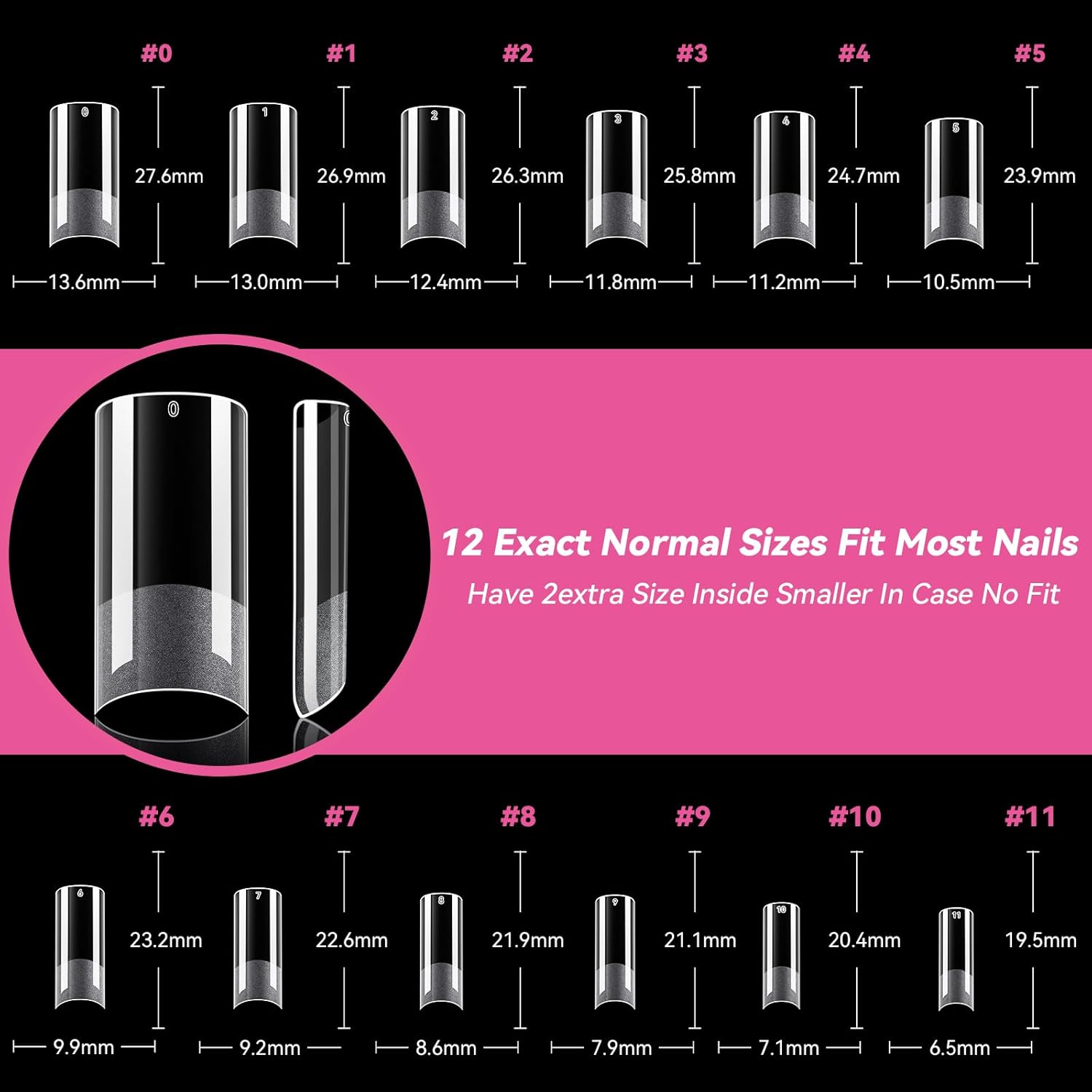 UNA GELLA No C Curve Medium Square Nail Tips 504 Pcs Half Cover Square Gel Nail Tips Pre-file Half Matte Straight Nails Tips Clear Fake Nails For Nail Extension Home DIY Salon with Box