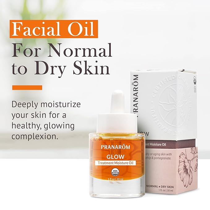 Pranarom - Glow Treatment Moisture Oil (1oz / 30ml) - 100% Pure & Natural Essential Oil Moisturizing Oil for Dry Skin Treatment & Nourishment