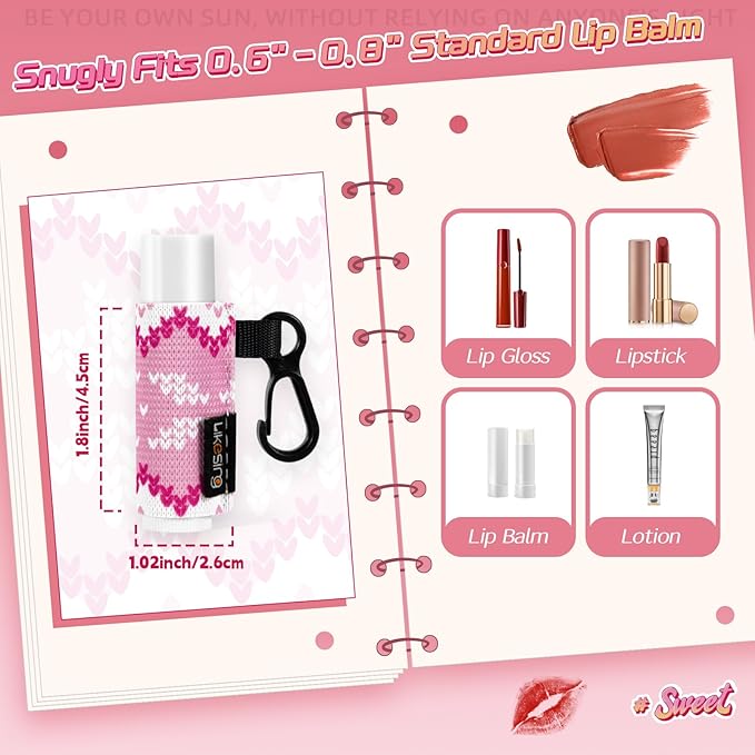 Chapstick Holder Key Chain, Lip Balm Holder for Chapstick Lip Gloss, Elastic Sleeve Chapstick Keychain Holder for Keys Purse Lanyard Gift for Women Girls (Lace, 4pcs)